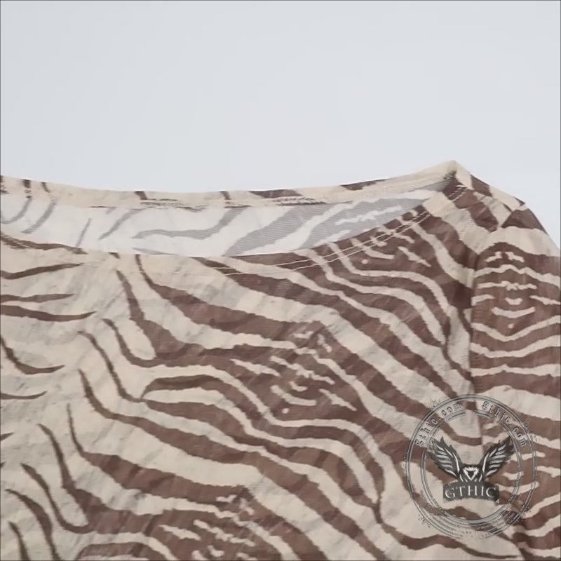 Fashionable Animal Print Lightweight Bell Sleeve Top