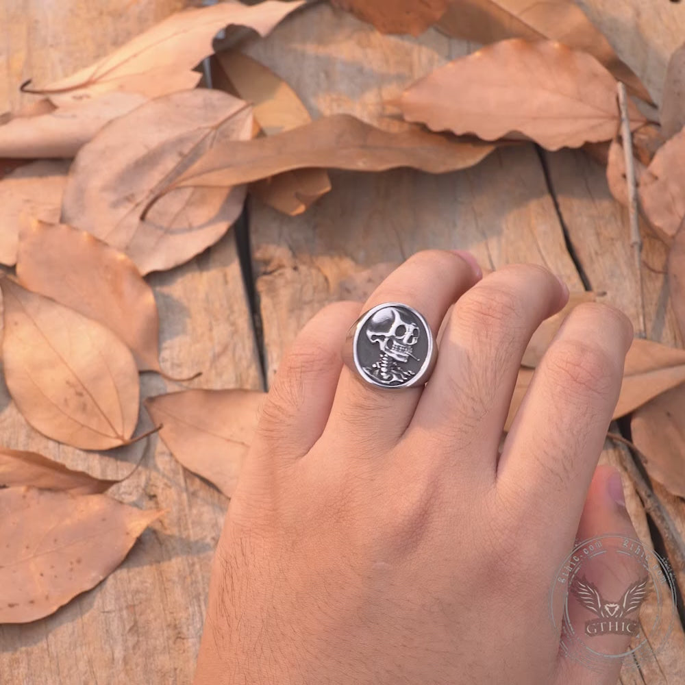 Vintage Hobo Skeleton Stainless Steel Ring