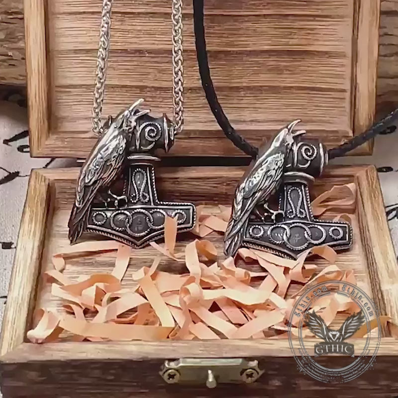 Nordic Thor's Hammer Raven Stainless Steel Pendant