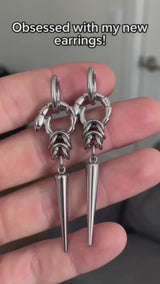 Punk Ouroboros And Spikes Stainless Steel Drop Earrings
