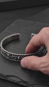 Dark Skull Rose Gothic Stainless Steel Open Bracelet
