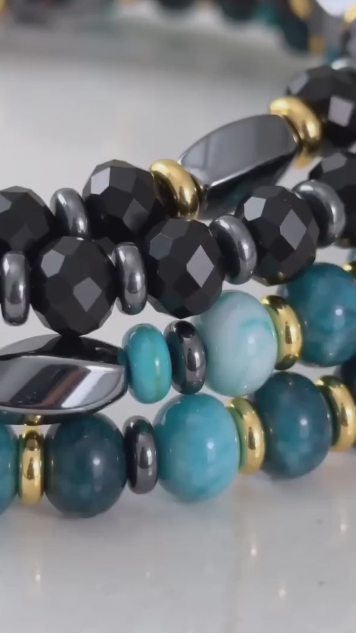 Black Hematite Stainless Steel Spacer Bead Bracelet