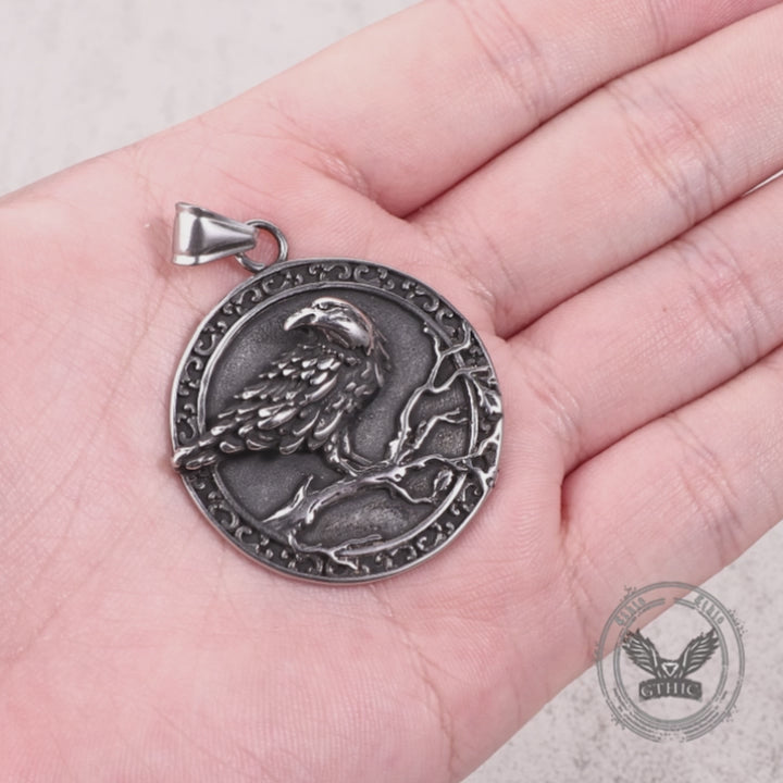 Vintage Viking Raven Stainless Steel Nordic Pendant