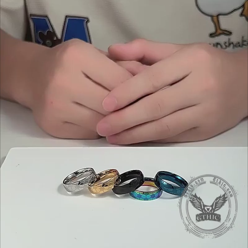 Soccer Pattern Minimalism Stainless Steel Band Ring