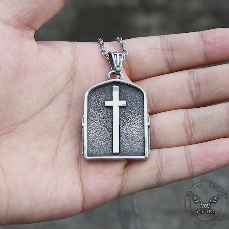 Retro Cross Ghost Stainless Steel Religion Pendant