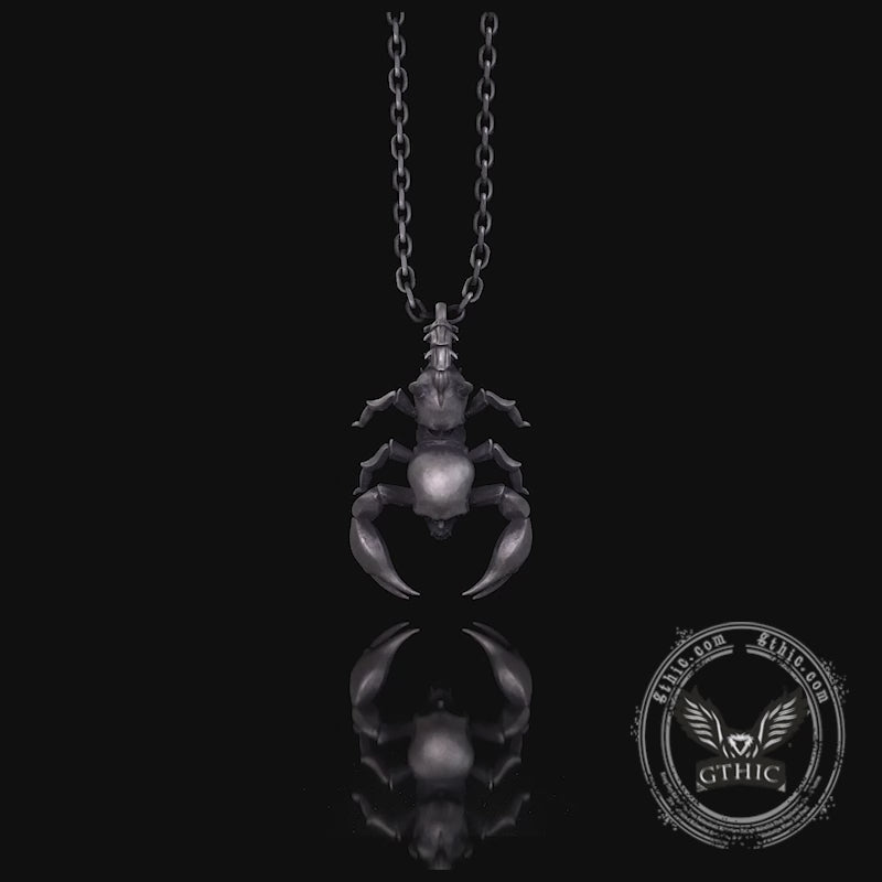 Gothic Demon Scorpion Sterling Silver Skull Pendant