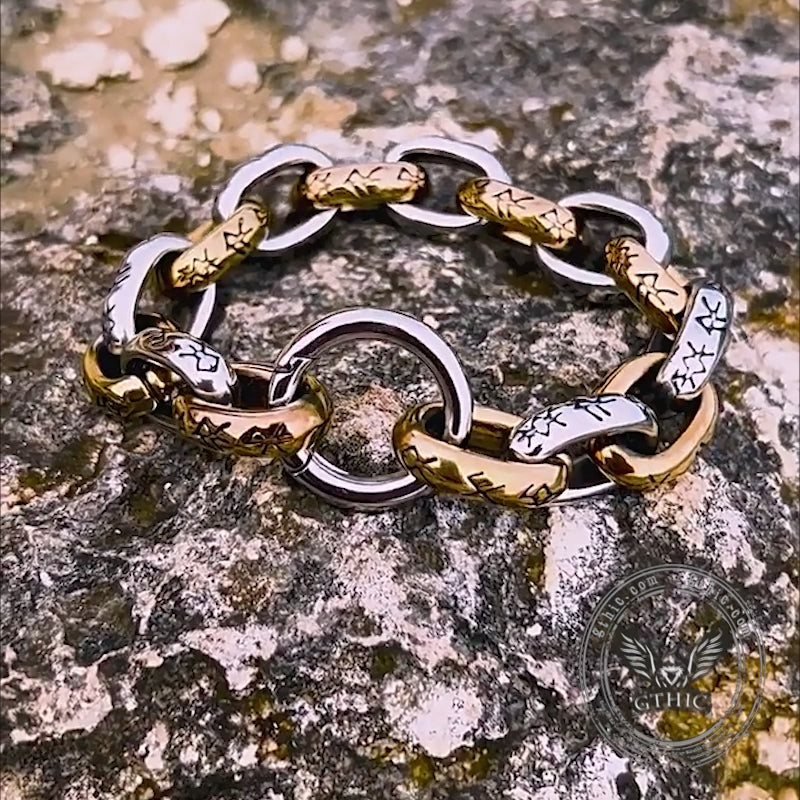 Seven Realms Seal Rune Letter Stainless Steel Viking Bracelet