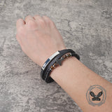 Thor's Hammer Agate Tiger Eye Stainless Steel Bracelet