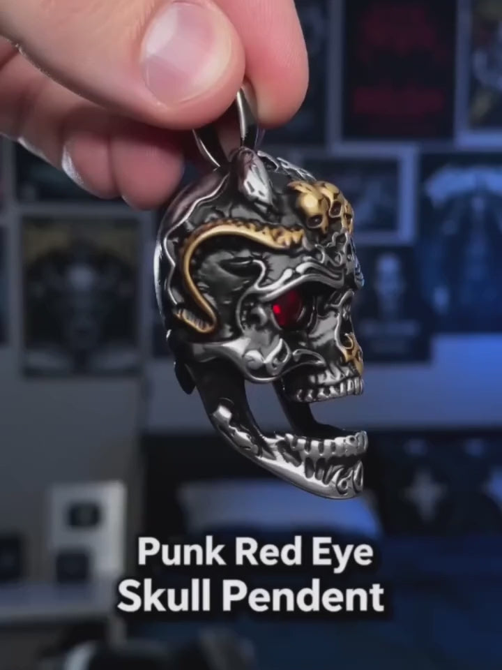 Punk Red Eye Skull Head Stainless Steel Pendant