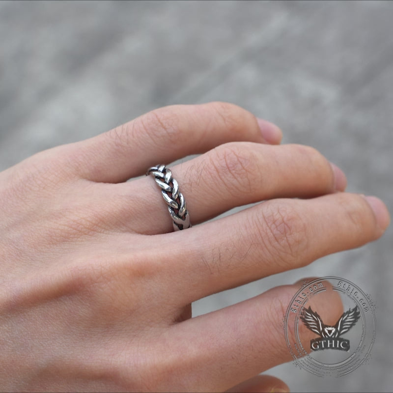 Simple Hollow Braided Twist Stainless Steel Ring