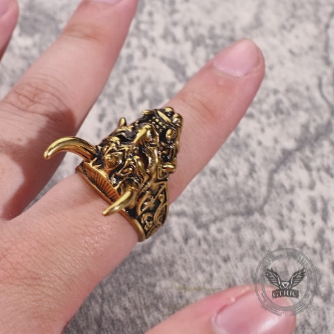 Gothic Oni Mask Stainless Steel Skull Ring