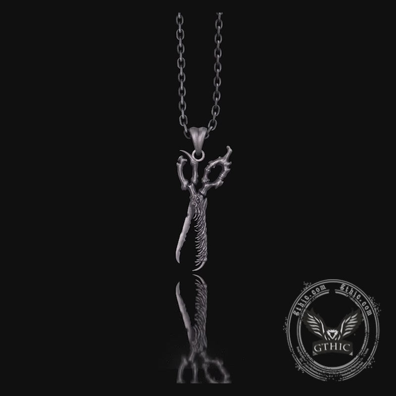 Movable Scissors Shaped Crocodile Sterling Silver Pendant