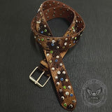 Y2K Street Star Rhinestone Studded PU Leather Belt