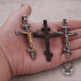 Vintage Crucifixion of Jesus Stainless Steel Cross Pendant