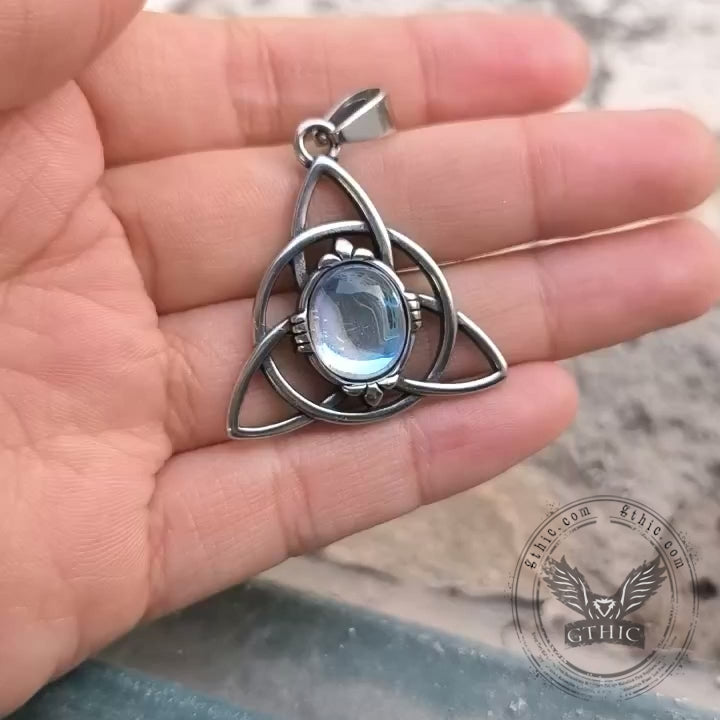 Triquetra Cat Eye Stainless Steel Viking Pendant