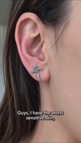 Punk Cross Sword Stainless Steel Earrings
