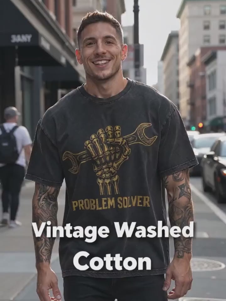 Problem Solver Skeleton Wrench Vintage Washed T-shirt