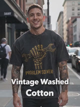 Problem Solver Skeleton Wrench Vintage Washed T-shirt