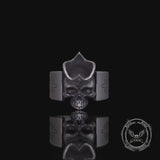 Gothic Crown Skull Leviathan Cross Sterling Silver Ring