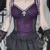 Cross Lace Slim Back See-through Gothic Suspender