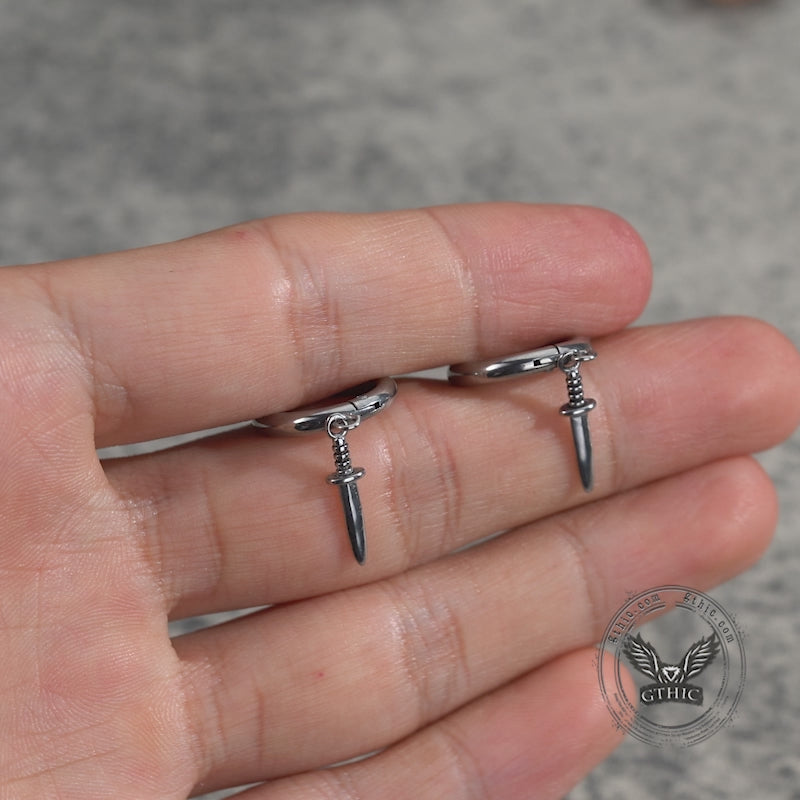 Vintage Dagger Design Stainless Steel Earrings