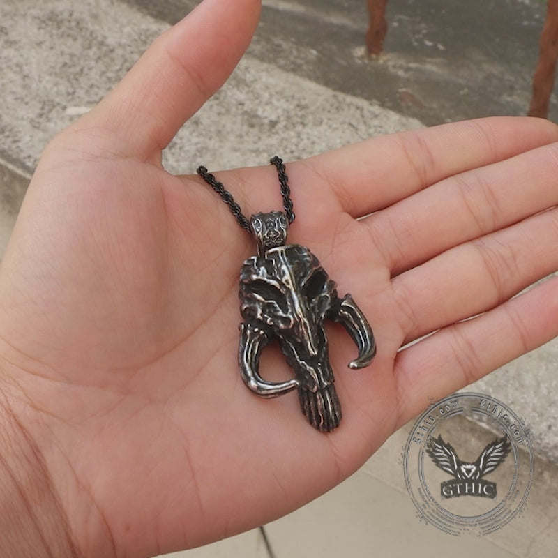 Mandalorian Symbol Skull Stainless Steel Pendant