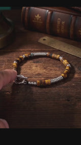 Stylish Tiger's Eye Stone Alloy OT Buckle Beaded Bracelet