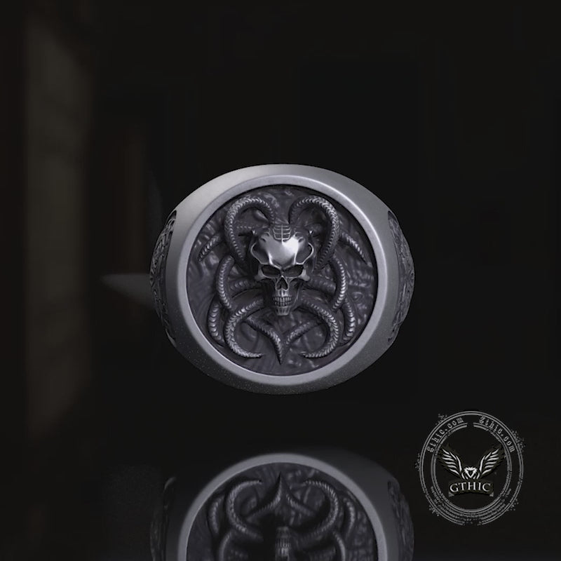 Vintage Demon Skull Silver Ring