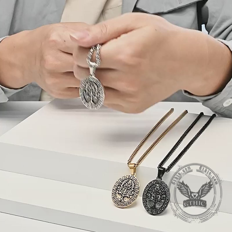 Yggdrasil Great Wall Pattern Stainless Steel Pendant