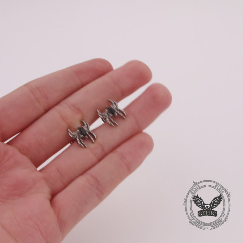 Gothic Black Gem Spider Stainless Steel Animal Earrings