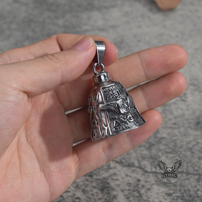 Polished Wing Wheel Biking Lucky Bell Stainless Steel Pendant