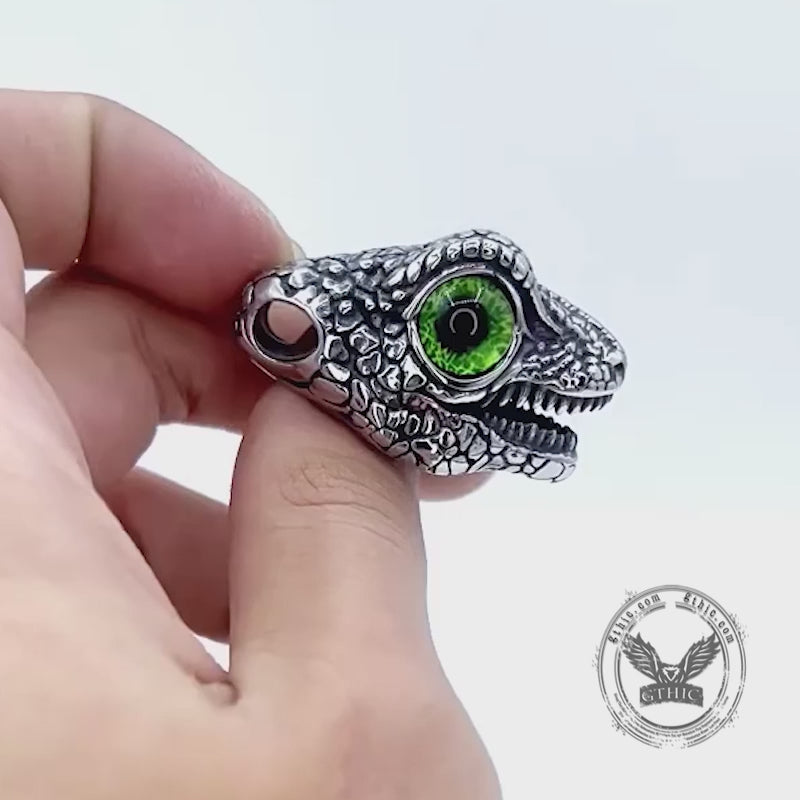 Snake Head Gem Eyes Stainless Steel Punk Pendant