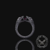 Vintage Two-Headed Snake Zircon Sterling Silver Ring