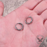 Vintage Rattan Wrapped Stainless Steel Hoop Earrings