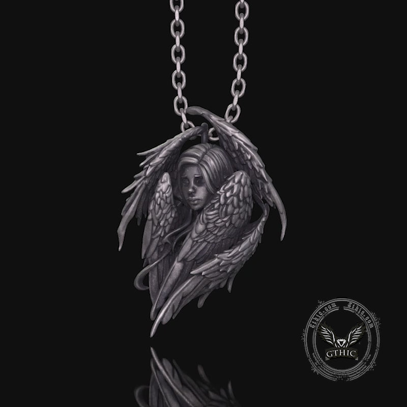Mystical Witch Angel Sterling Silver Pendant