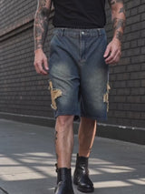 American Retro Star Patchwork Loose Denim Shorts