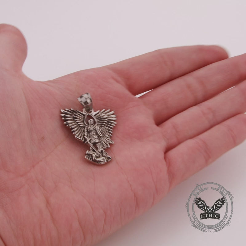 Vintage Archangel Saint Michael Stainless Steel Pendant
