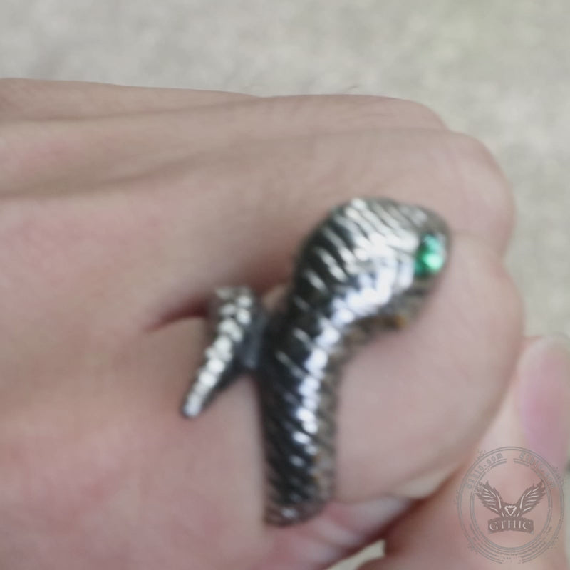 Punk Green-Eyed Snake Stainless Steel Animal Ring