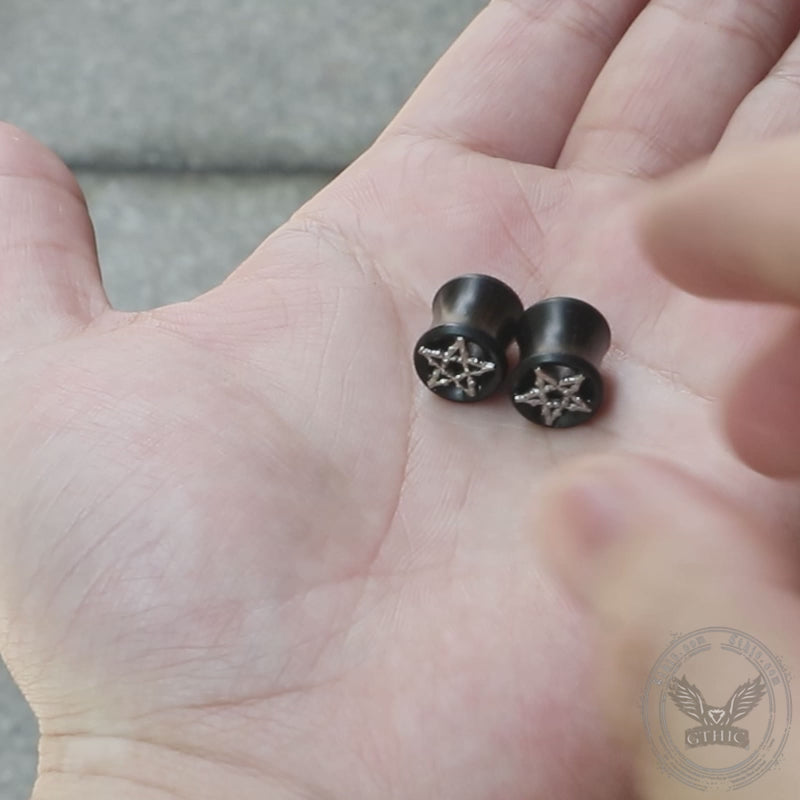 Skull And Star Wood Alloy Ear Gauges