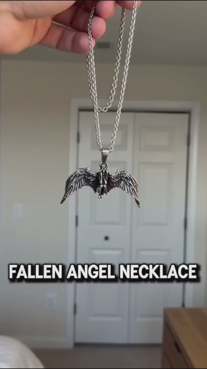 Meditating Fallen Angel Stainless Steel Pendant