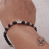 Vintage Tiger Eye Cross Stainless Steel Beaded Bracelet