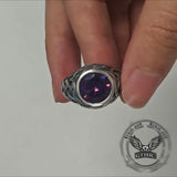 Vintage Celtic Knot Gemstone Sterling Silver Ring