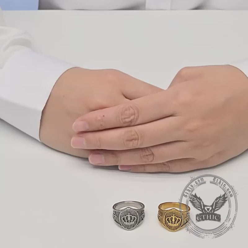 Vintage Crown Pattern Stainless Steel Ring