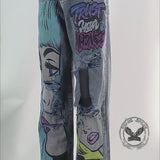 Punk-Hose für Herren aus Baumwolle mit Aufnäher und Totenkopf-Aufdruck