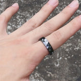 Minimalist Black Faceted Ceramic Ring