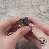 Simple Smooth Black Gemstone Stainless Steel Ring