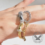 Simple Teardrop Pendant Chain Stainless Steel Ring