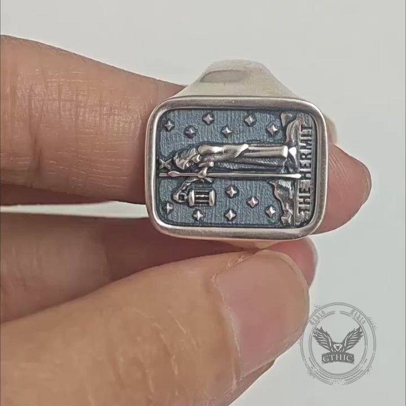 The Hermit Tarot Card Sterling Silver Ring