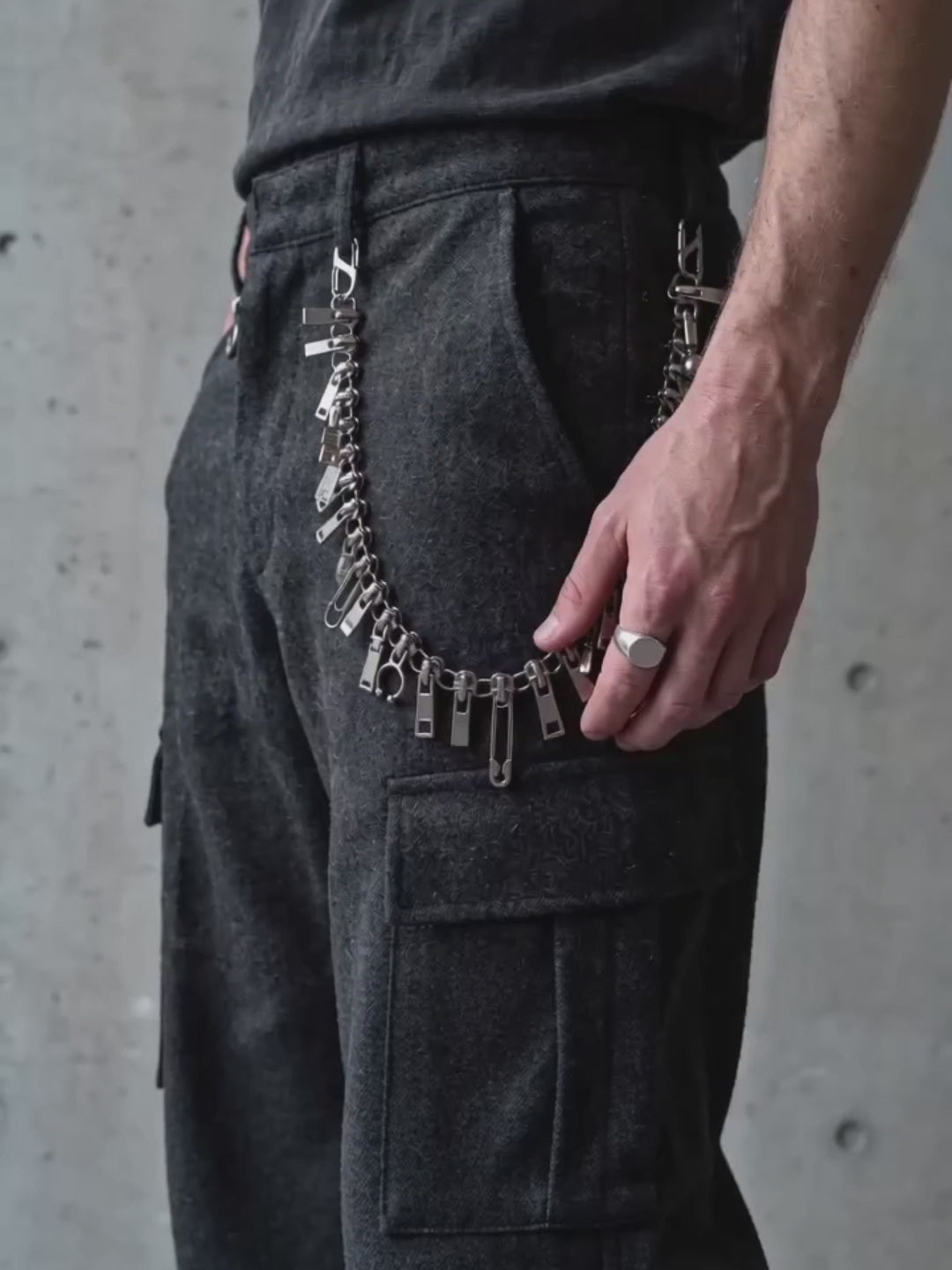 Y2K Zipper Pull Rivet Punk Alloy Pants Chain