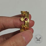 Gothic Roman Gemstone Crown Sterling Silver Ring